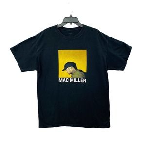 Mac Miller Shirt Men's Large Black Spell Out Graphic Tee Crew Neck Short Sleeve